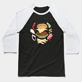 Burger Mandala Baseball T-Shirt